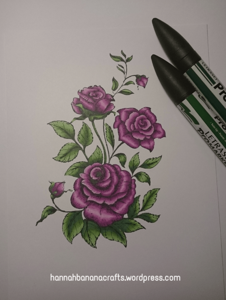 Kanban roses stamp with Promarkers