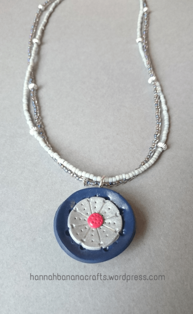 Fimo flower pendant with beads