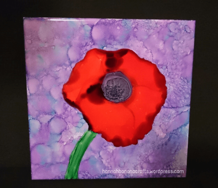 Ranger alcohol ink painted poppy