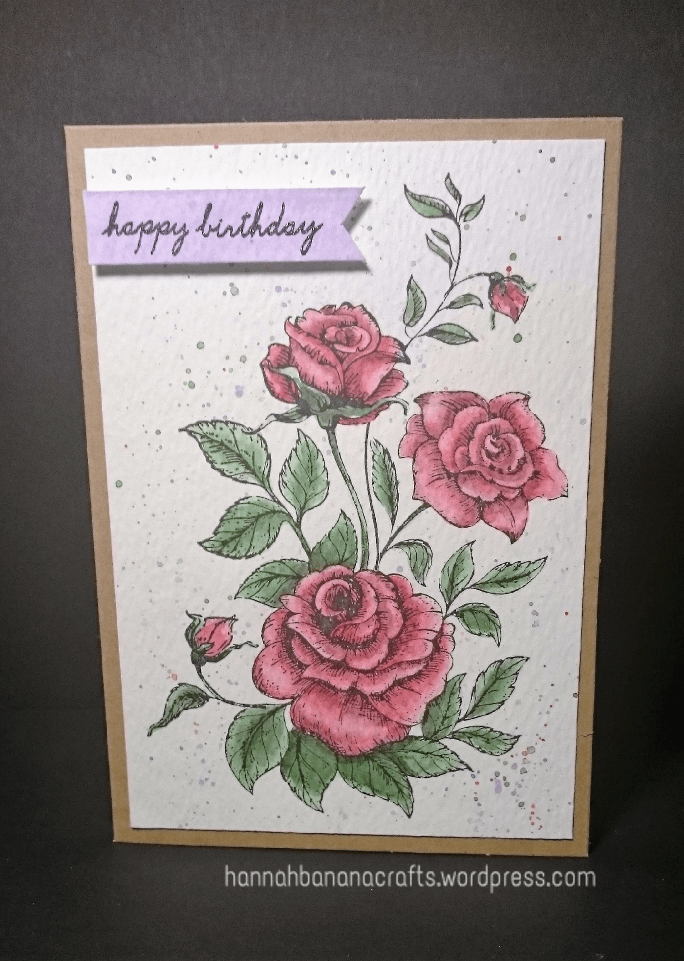 Watercolour roses. Kanban stamp, Windsor and Newton Cotman watercolour paints.
