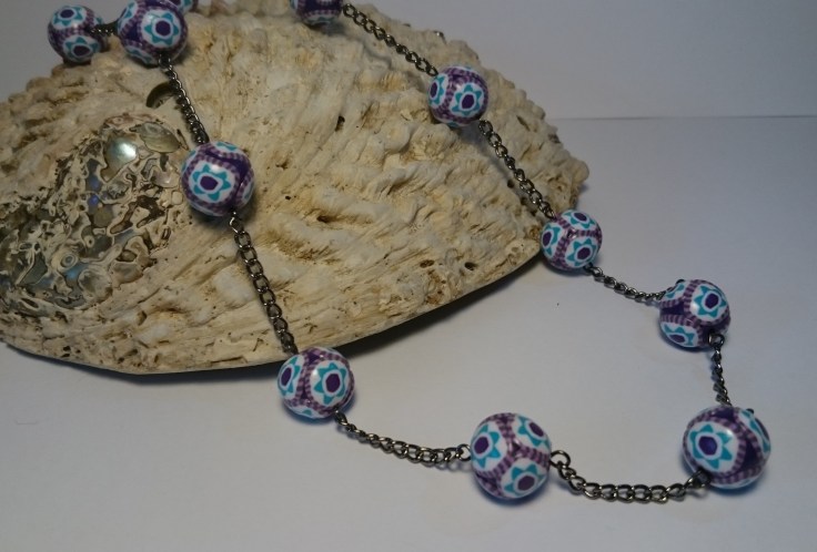 Purple cane bead necklace