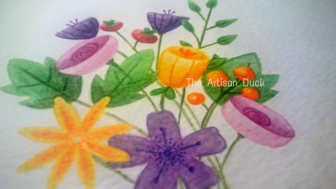Watercolour flowers original close up