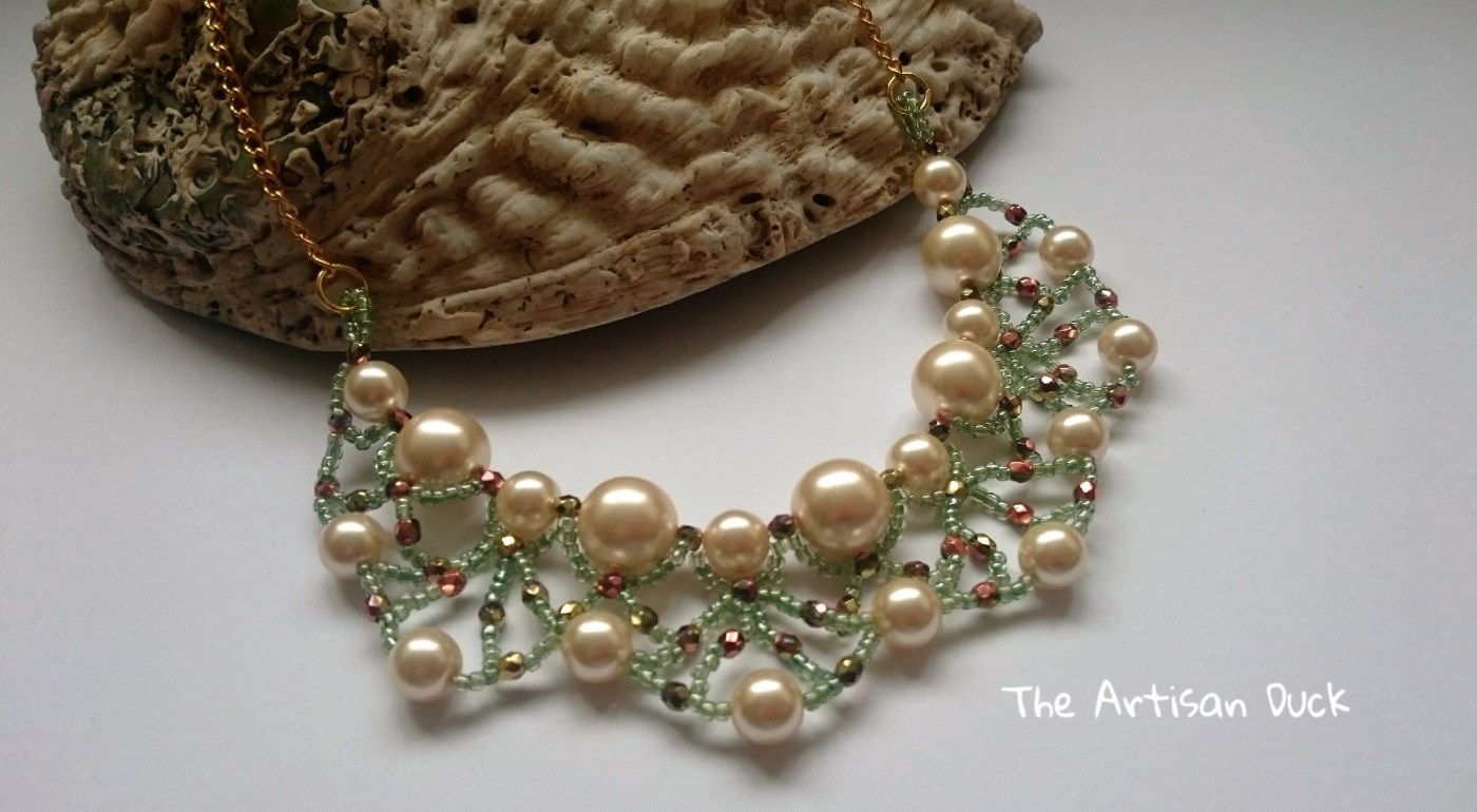 Pearl with firepolish and seed beads necklace