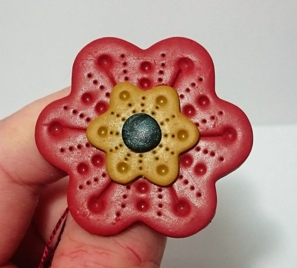 Handmade polymer clay/ fimo flower brooch