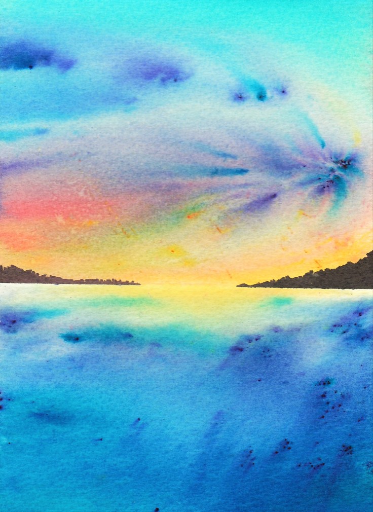 Seascape painted with Brusho