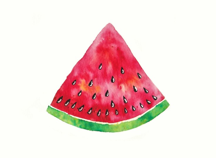 Watermelon painted with brusho