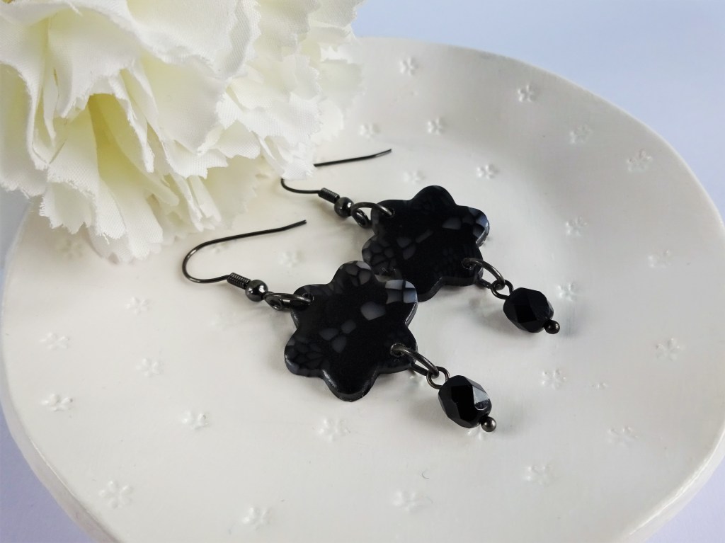 Polymer clay lace cane earrings