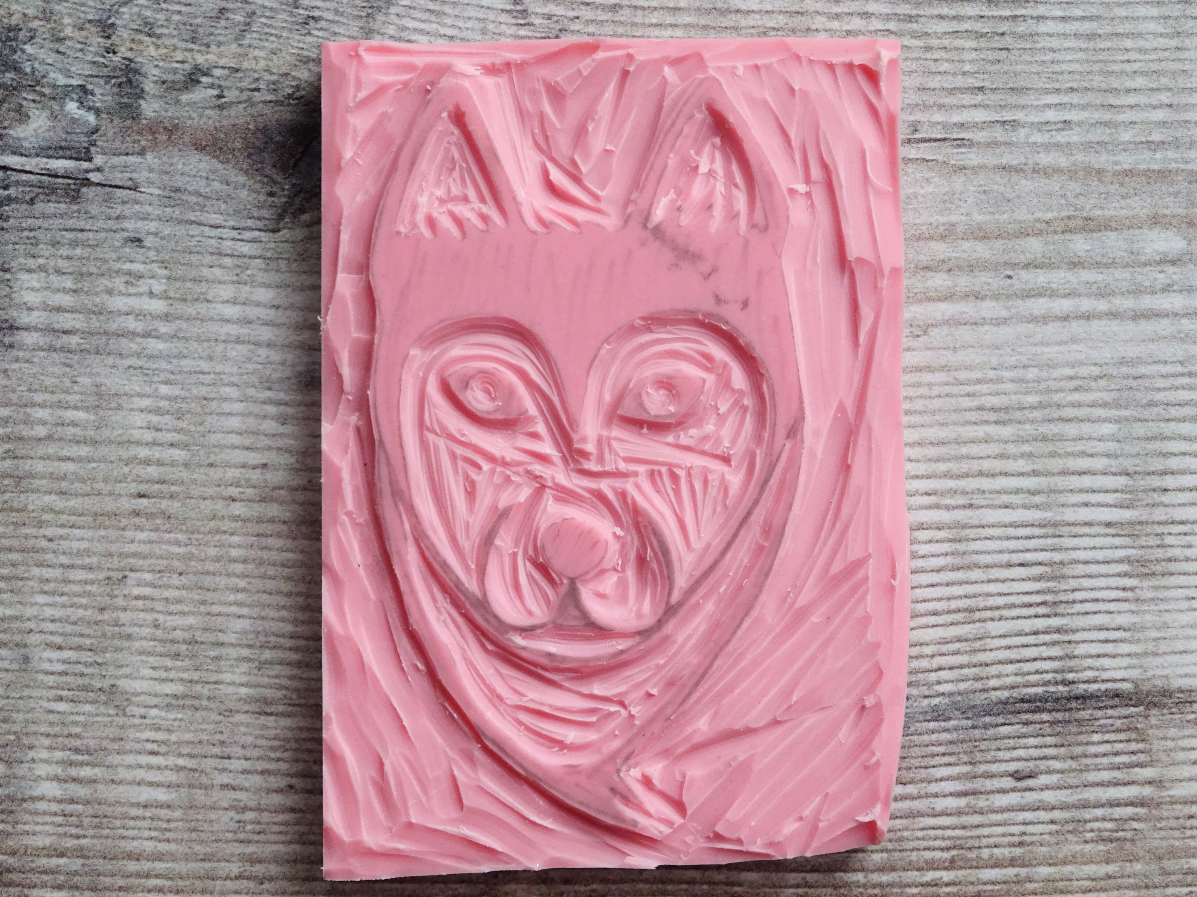 Inktober 2019 Day 6 Husky Stamp carving Lino cutting