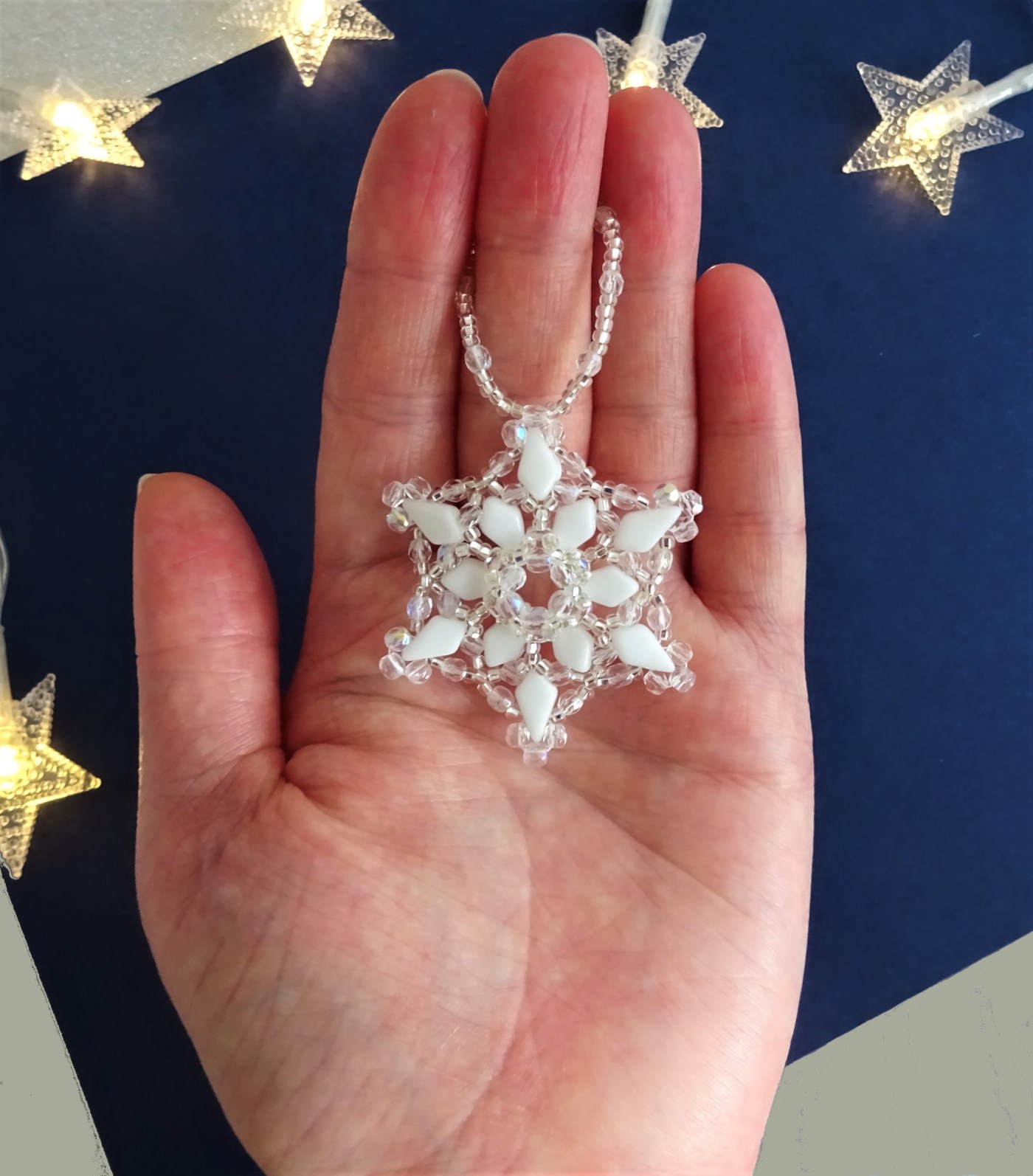 Beadweaving snowflake beaded tutorial with kite beads