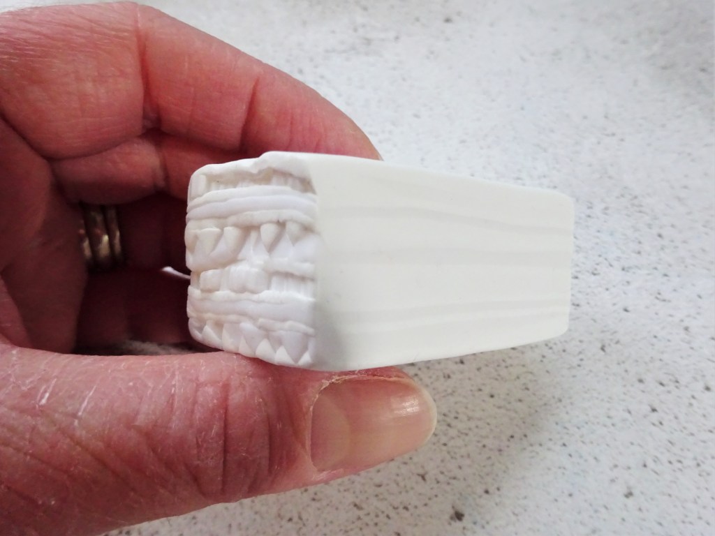 Polymer clay translucent and white aztec cane with watercolour technique