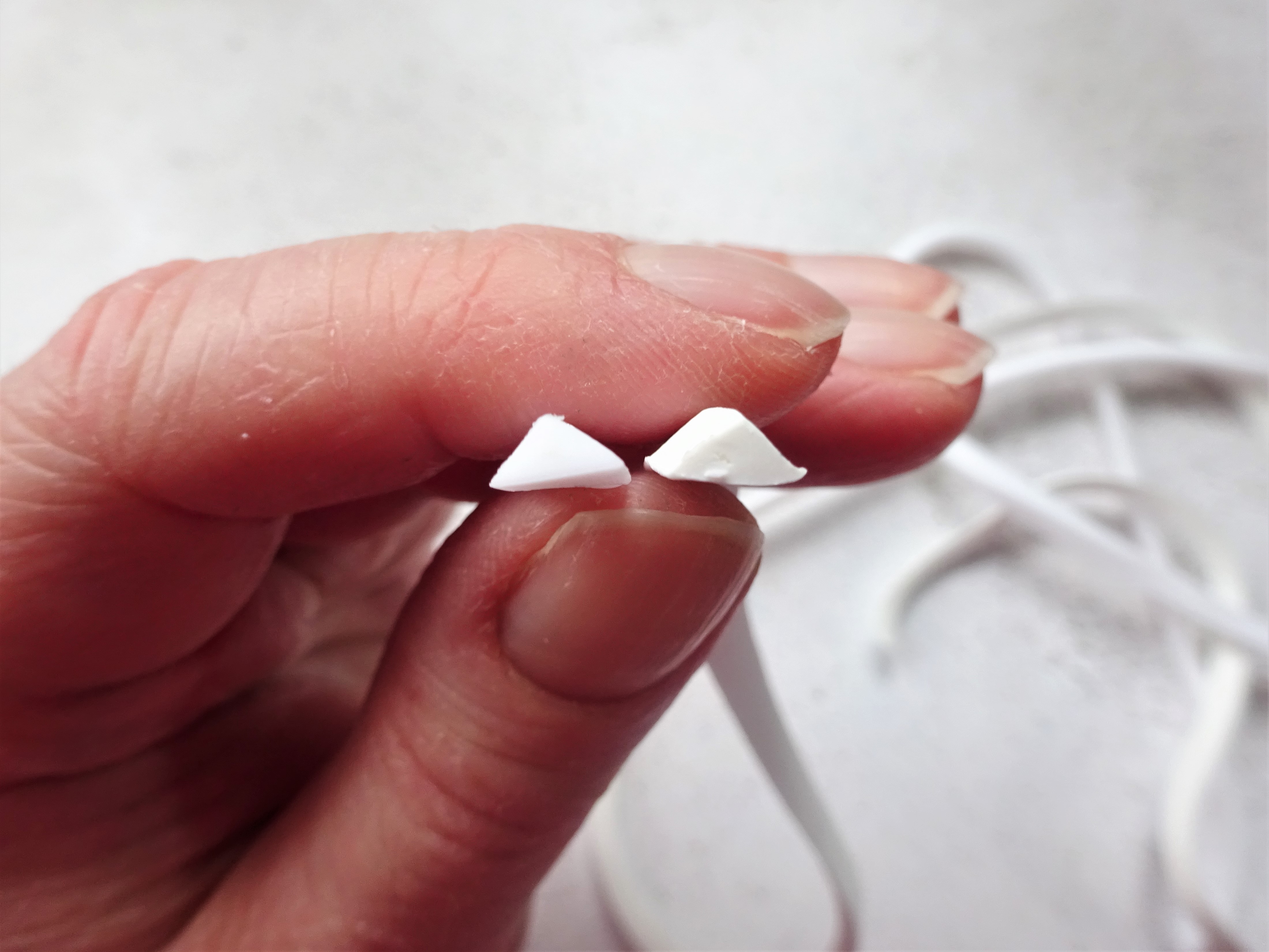 Polymer clay translucent and white aztec cane with watercolour technique