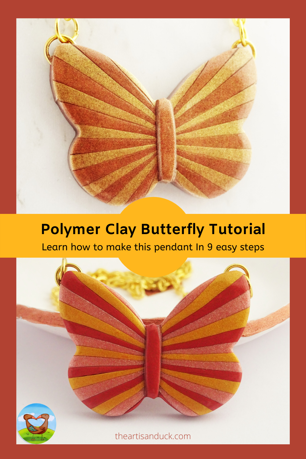How to make a butterfly pendant from polymer clay tutorial