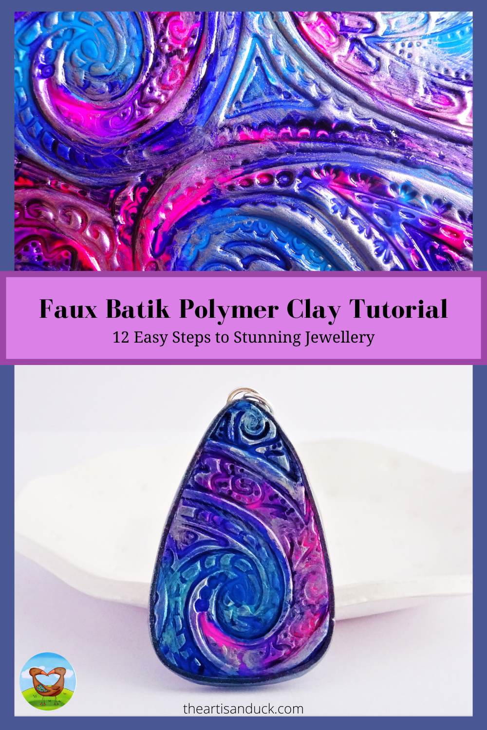 Faux Batik Polymer Clay Tutorial with Alcohol Inks