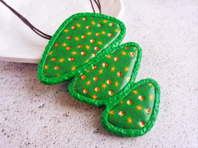 Multicolored Statement Pendant Necklace, Handmade Polymer Clay
