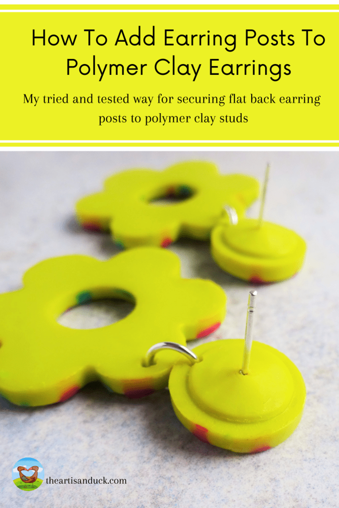 How to securely add earring posts to polymer clay studs