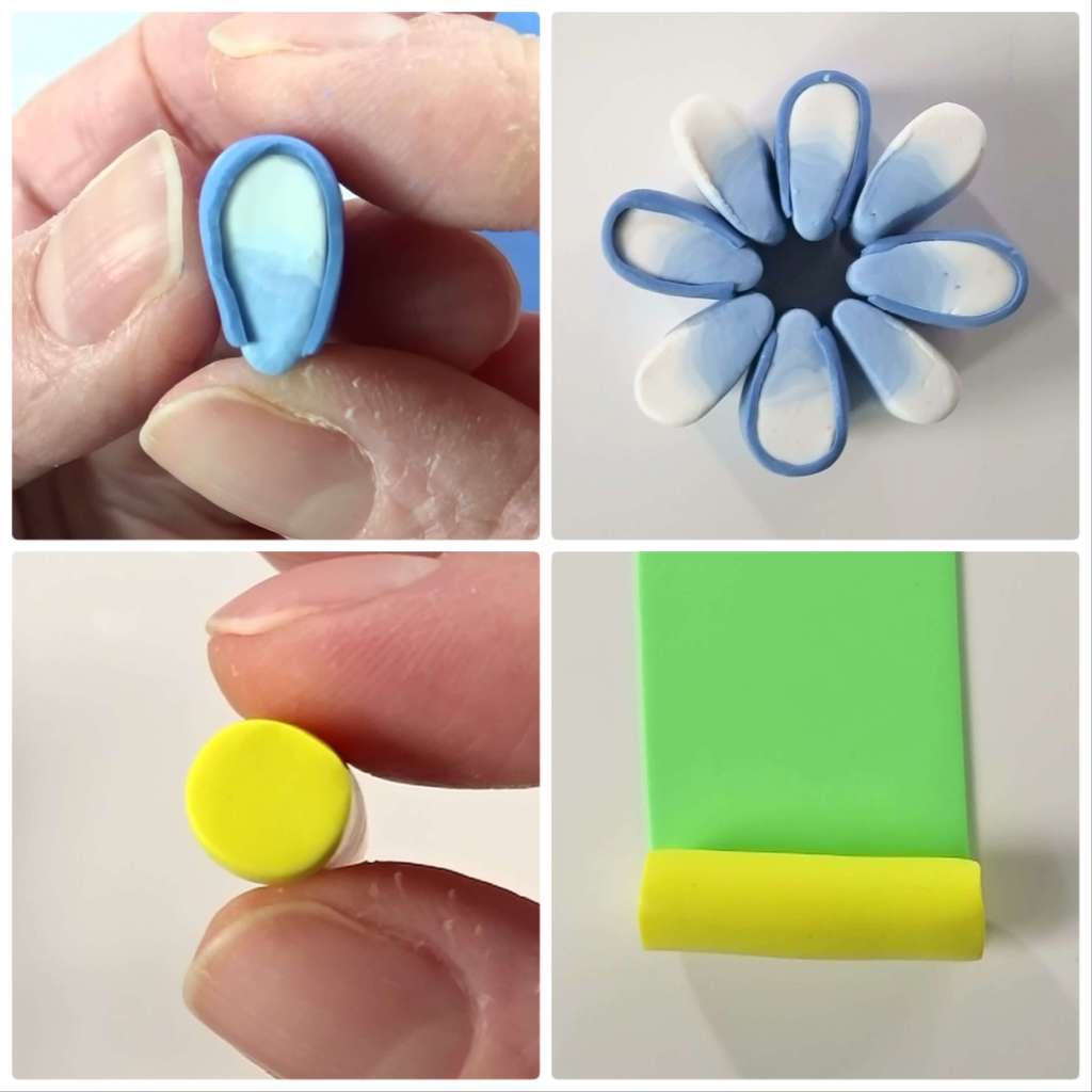 Polymer clay skinner blend flower cane tutorial