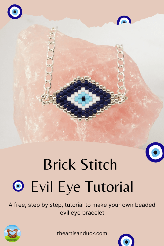 Brick stitch Evil Eye bracelet tutorial