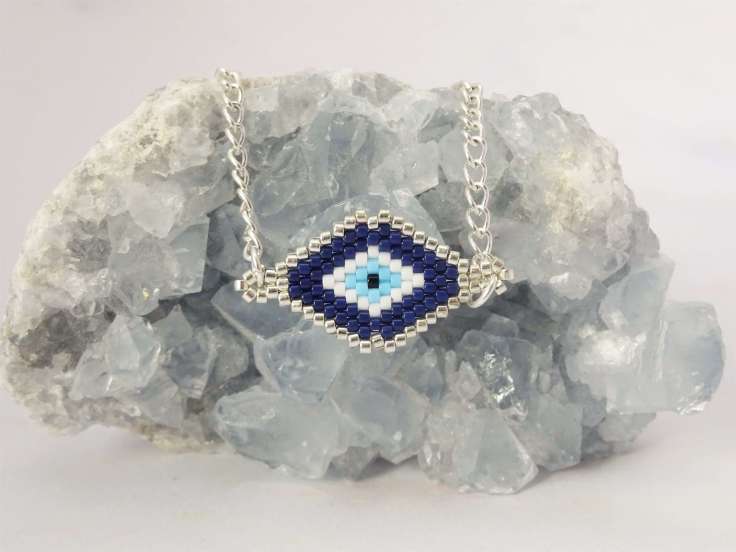 Brick stitch evil eye bracelet tutorial