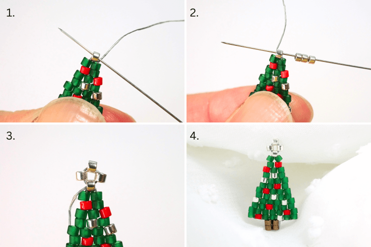Two drop brick stitch Christmas tree tutorial with free pdf pattern