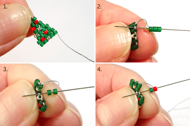 Two drop brick stitch Christmas tree tutorial with free pdf pattern