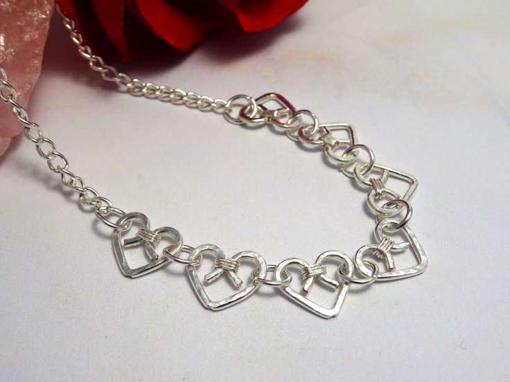 Silver hammered heart necklace