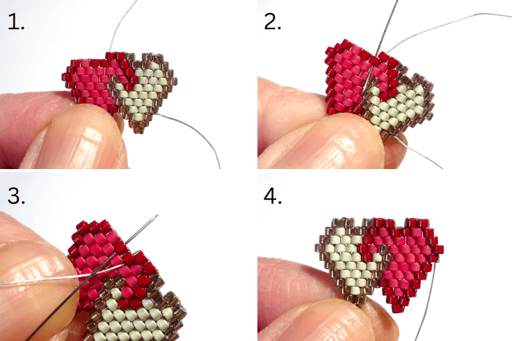 Entwined hearts brick stitch pattern and tutorial