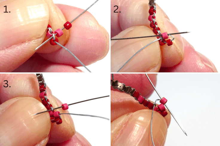 Entwined hearts brick stitch pattern and tutorial