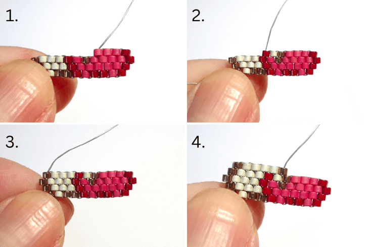 Entwined hearts brick stitch pattern and tutorial