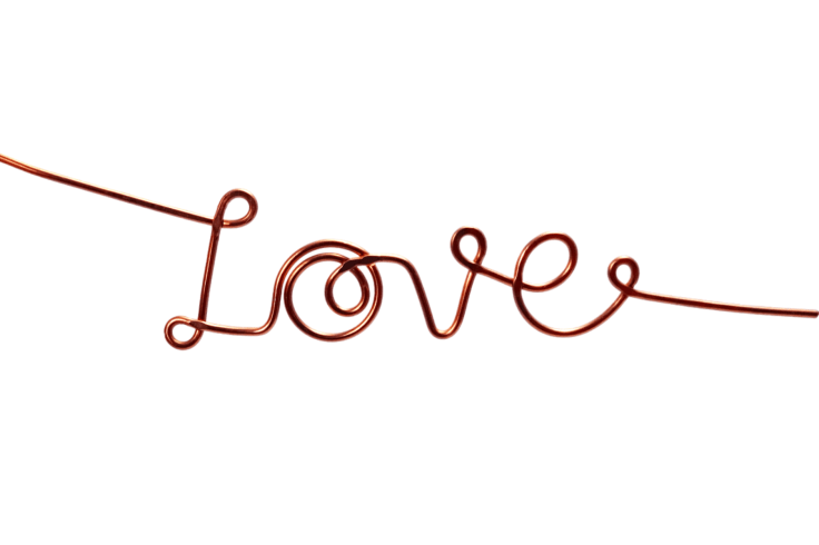 'Love' written with copper wire