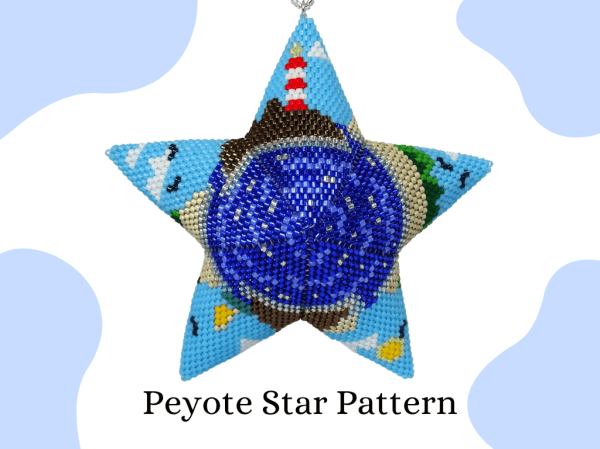A picture of the finished coastline Peyote stitch star