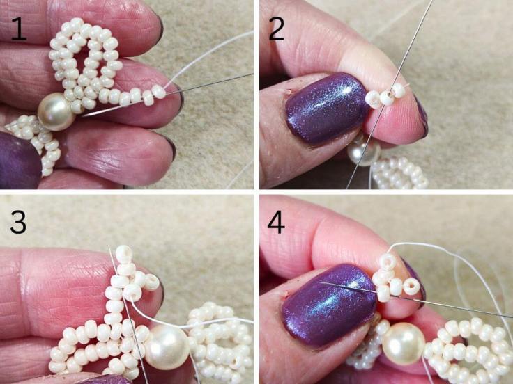 Seed bead and pearl beaded bow tutorial