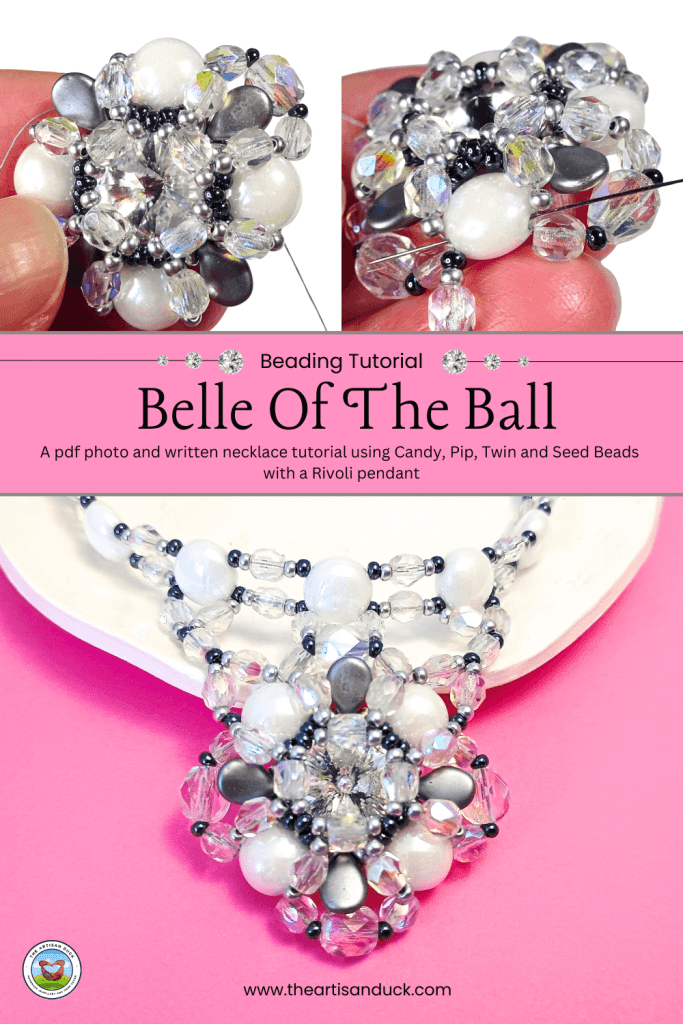 Beaded bezel necklace tutorial with a sparkling rivoli pendant