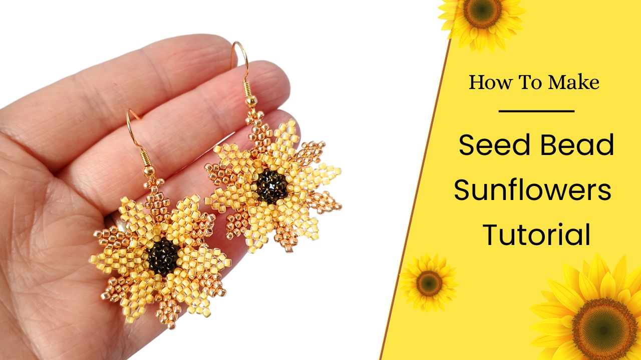 Sunflower seed bead earrings tutorial thumbnail