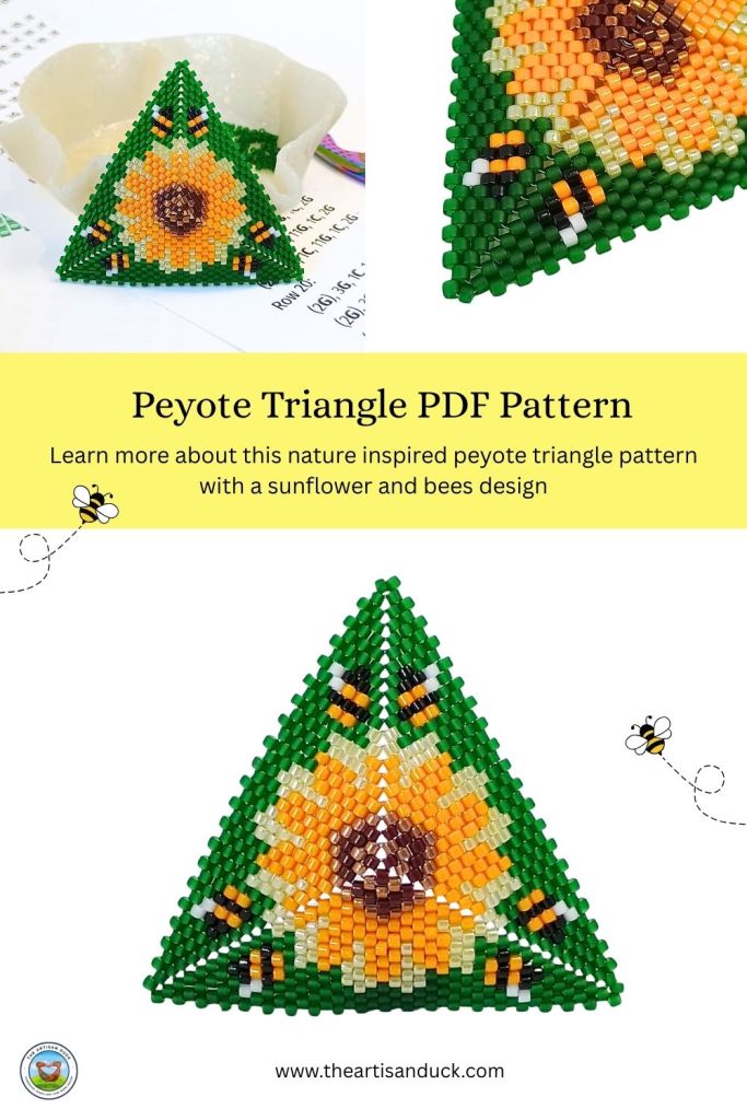 Sunflower and Bees peyote triangle pattern 