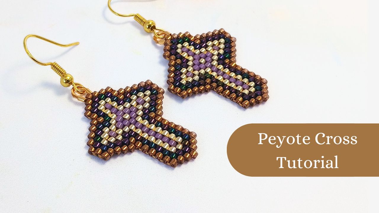 Peyote cross earrings tutorial