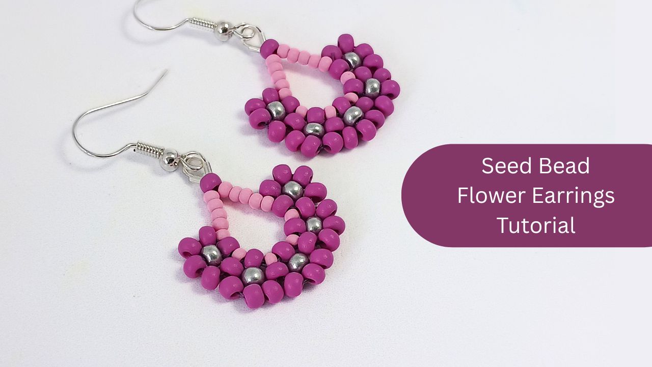 Seed bead flower earrings tutorial