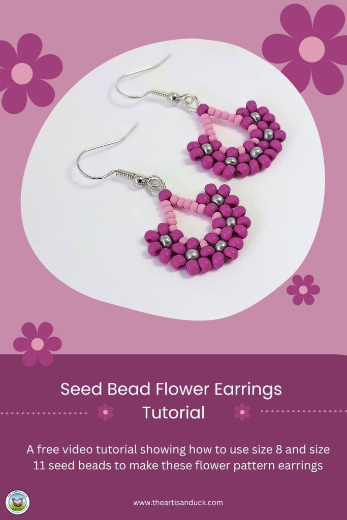 Seed bead flower earrings tutorial