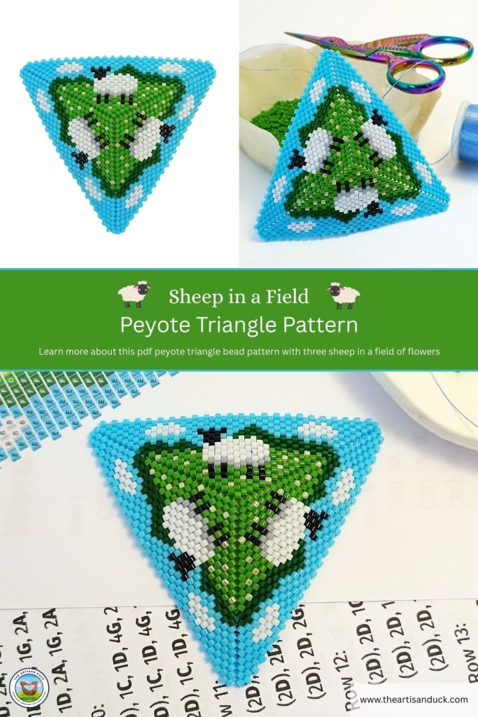 Sheep in a field peyote triangle pattern Pinterest pin