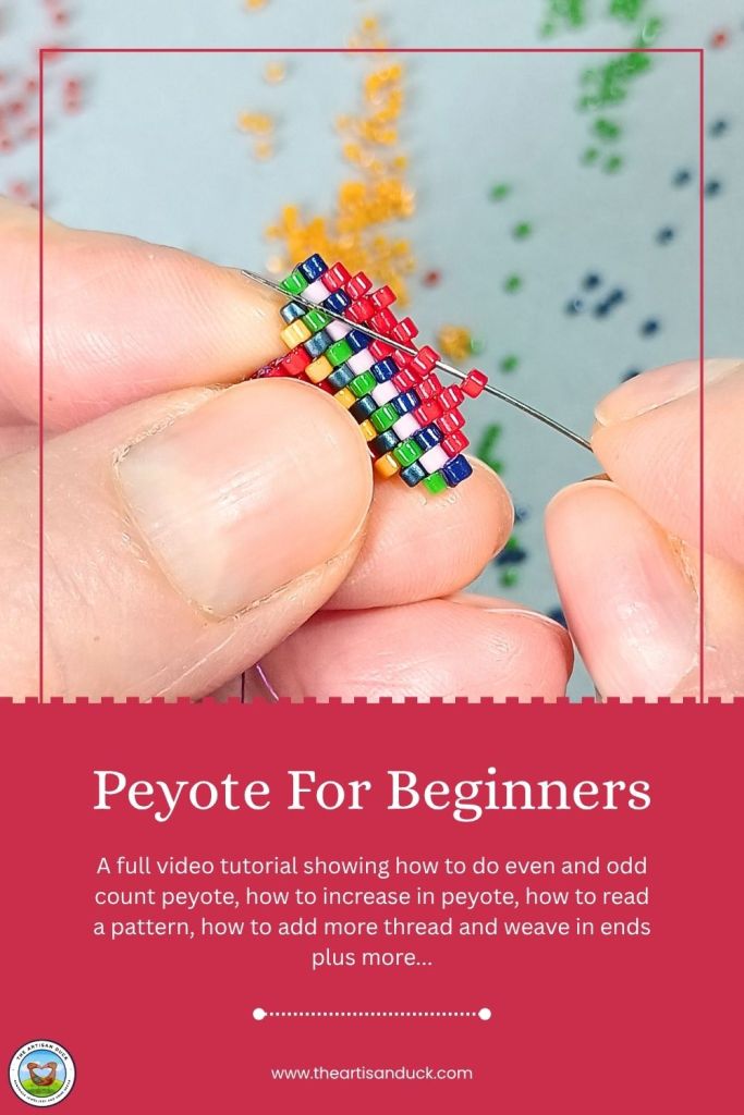 A Pinterest pin for a beginners guide to peyote stitch 