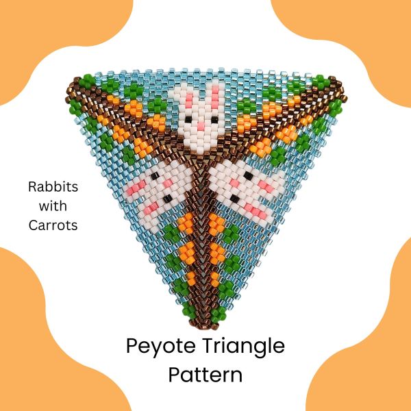 A rabbit with carrots peyote triangle pattern