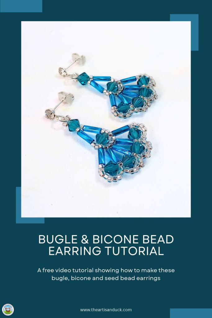 Bugle bead and bicone bead free bead weaving earring tutorial