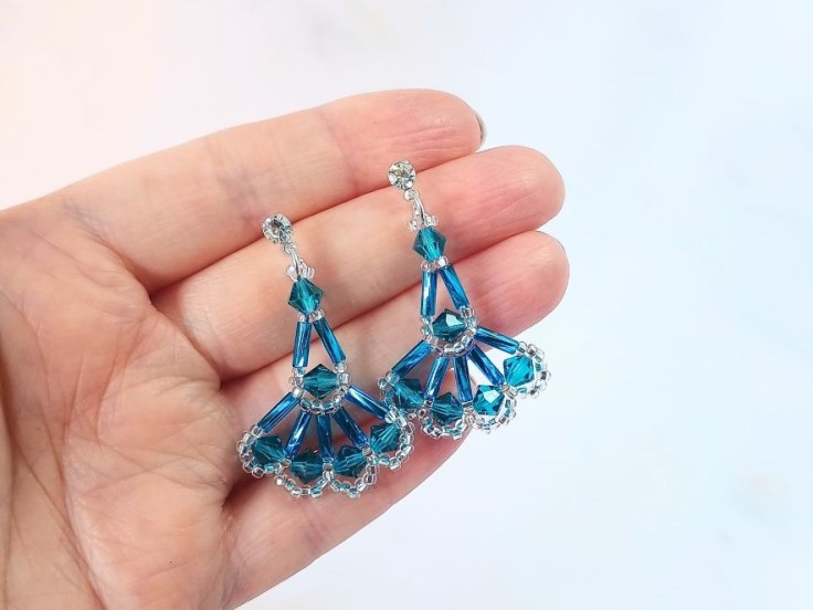 Bugle and bicone seed bead earrings