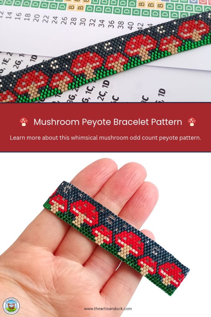 Mushroom odd count peyote bracelet Pinterest pin